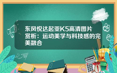 东风悦达起亚K5高清图片赏析：运动美学与科技感的完美融合