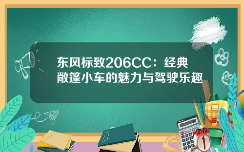 东风标致206CC：经典敞篷小车的魅力与驾驶乐趣