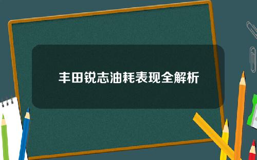 丰田锐志油耗表现全解析