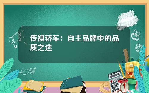 传祺轿车：自主品牌中的品质之选