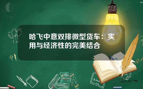 哈飞中意双排微型货车:实用与经济性的完美结合