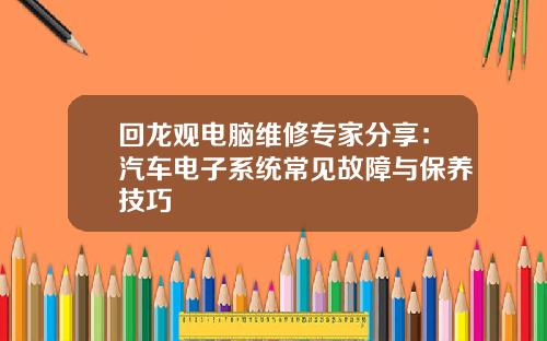 回龙观电脑维修专家分享：汽车电子系统常见故障与保养技巧