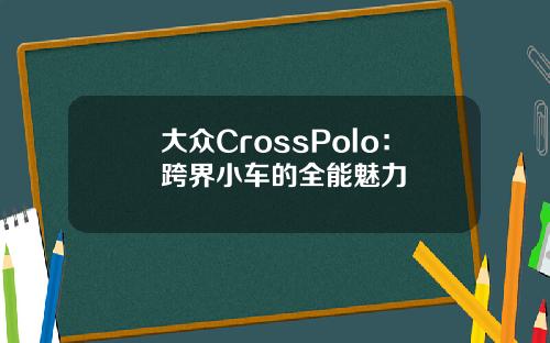大众CrossPolo:跨界小车的全能魅力