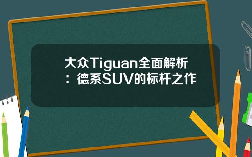 大众Tiguan全面解析：德系SUV的标杆之作