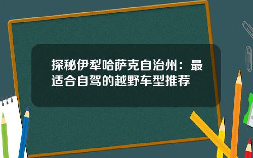 探秘伊犁哈萨克自治州：最适合自驾的越野车型推荐