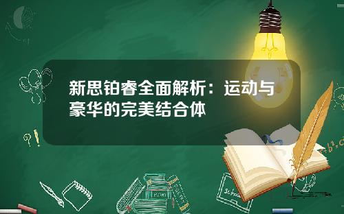 新思铂睿全面解析：运动与豪华的完美结合体