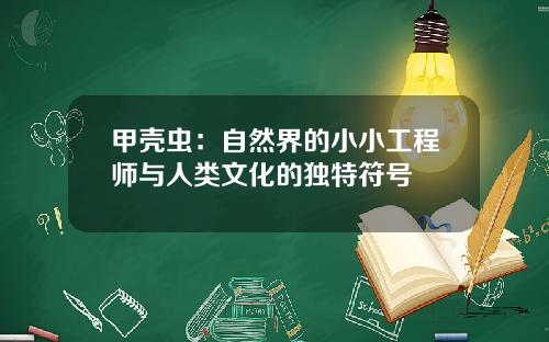 甲壳虫：自然界的小小工程师与人类文化的独特符号