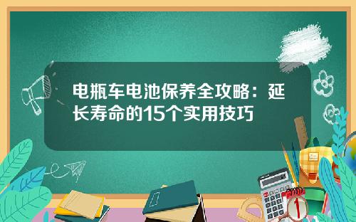电瓶车电池保养全攻略：延长寿命的15个实用技巧