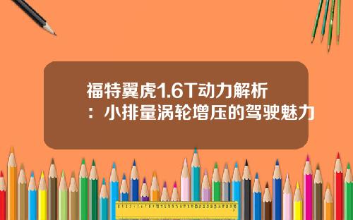 福特翼虎1.6T动力解析：小排量涡轮增压的驾驶魅力