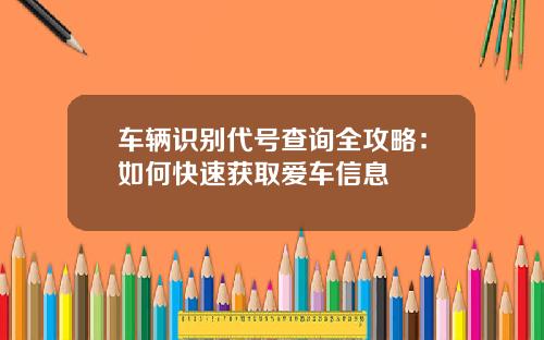 车辆识别代号查询全攻略：如何快速获取爱车信息