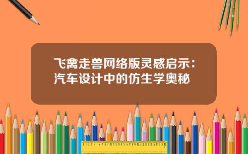 飞禽走兽网络版灵感启示：汽车设计中的仿生学奥秘
