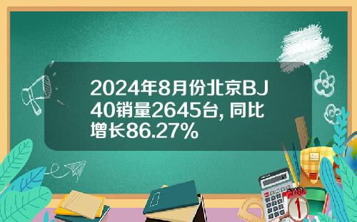 2024年8月份北京BJ40销量2645台, 同比增长86.27%