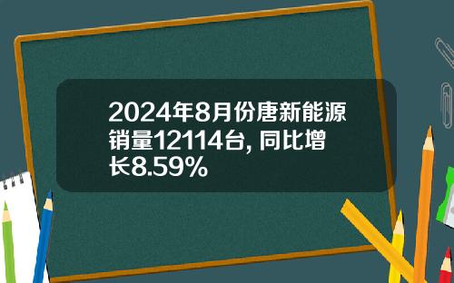 2024年8月份唐新能源销量12114台, 同比增长8.59%