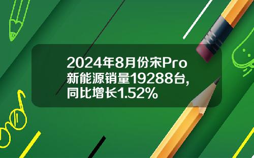 2024年8月份宋Pro新能源销量19288台, 同比增长1.52%