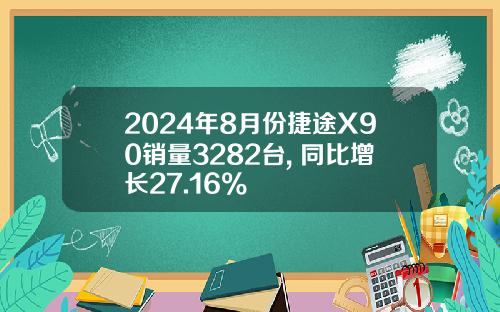 2024年8月份捷途X90销量3282台, 同比增长27.16%