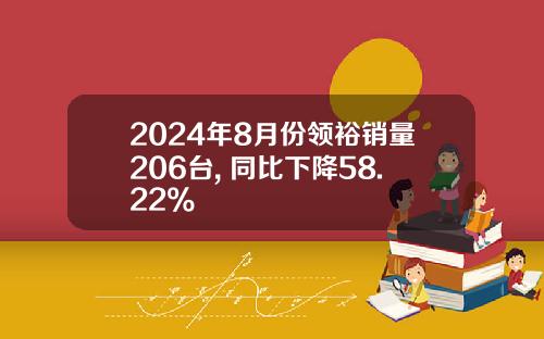 2024年8月份领裕销量206台, 同比下降58.22%
