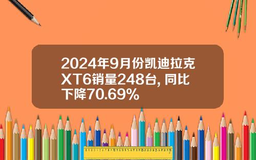 2024年9月份凯迪拉克XT6销量248台, 同比下降70.69%