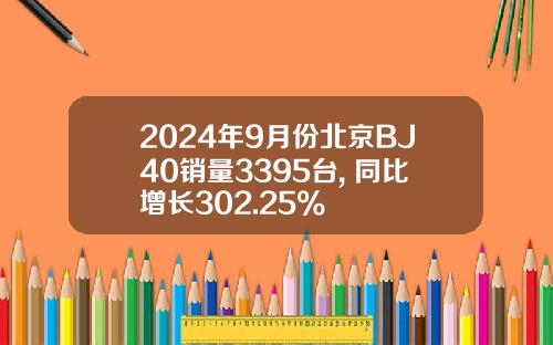 2024年9月份北京BJ40销量3395台, 同比增长302.25%