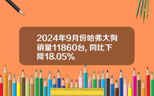2024年9月份哈弗大狗销量11860台, 同比下降18.05%