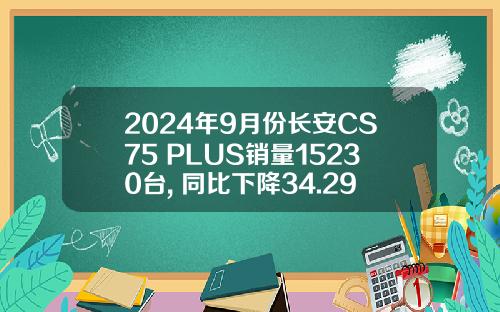 2024年9月份长安CS75 PLUS销量15230台, 同比下降34.29%