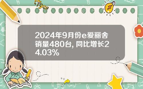 2024年9月份e爱丽舍销量480台, 同比增长24.03%